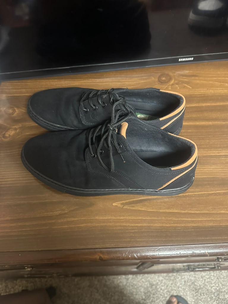 Black Canvas Sneakers with Tan Trim