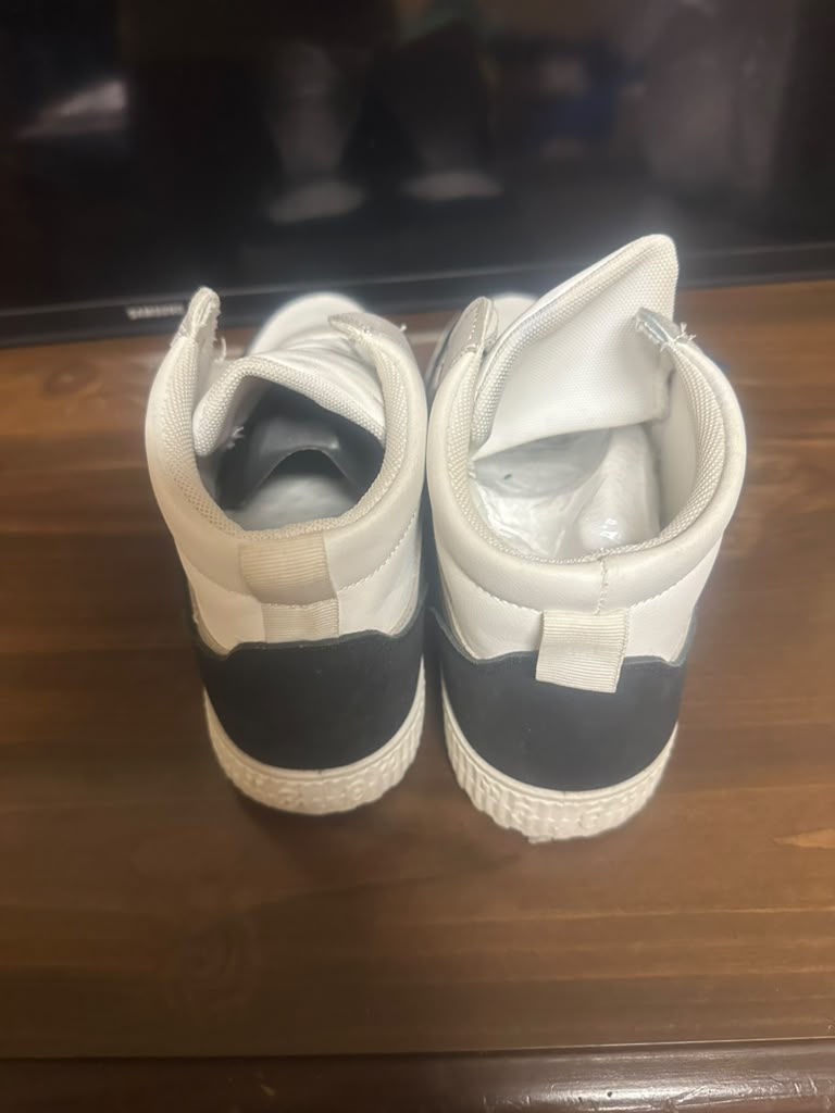 White & Black High-Top Sneakers